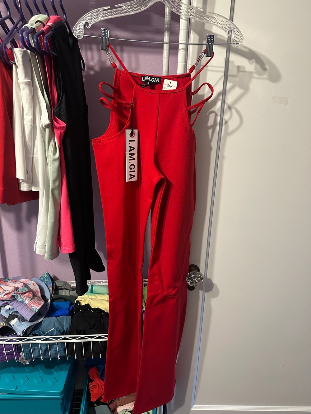 I.AM.GIA Bright Red Strappy pants